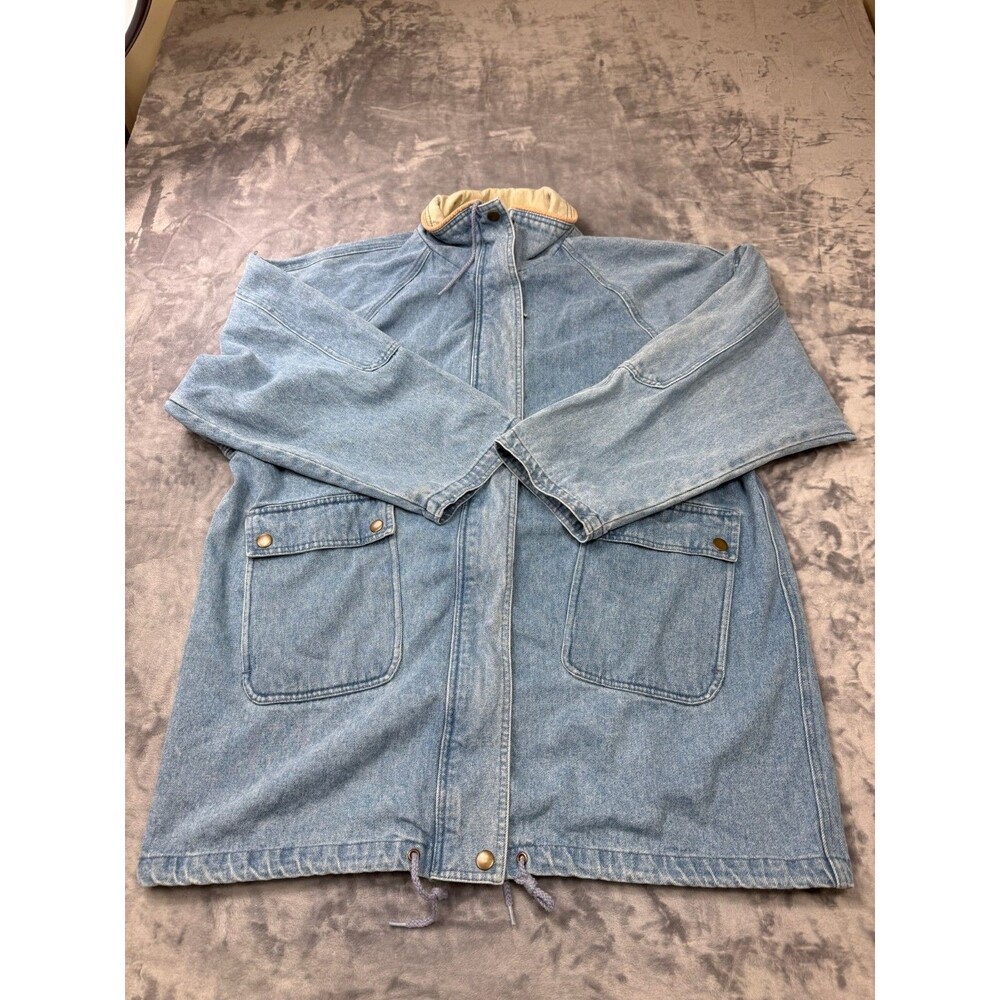 Vintage 90s Denim Chore Jacket Stonybrook Size 2XL Hem Drawstring